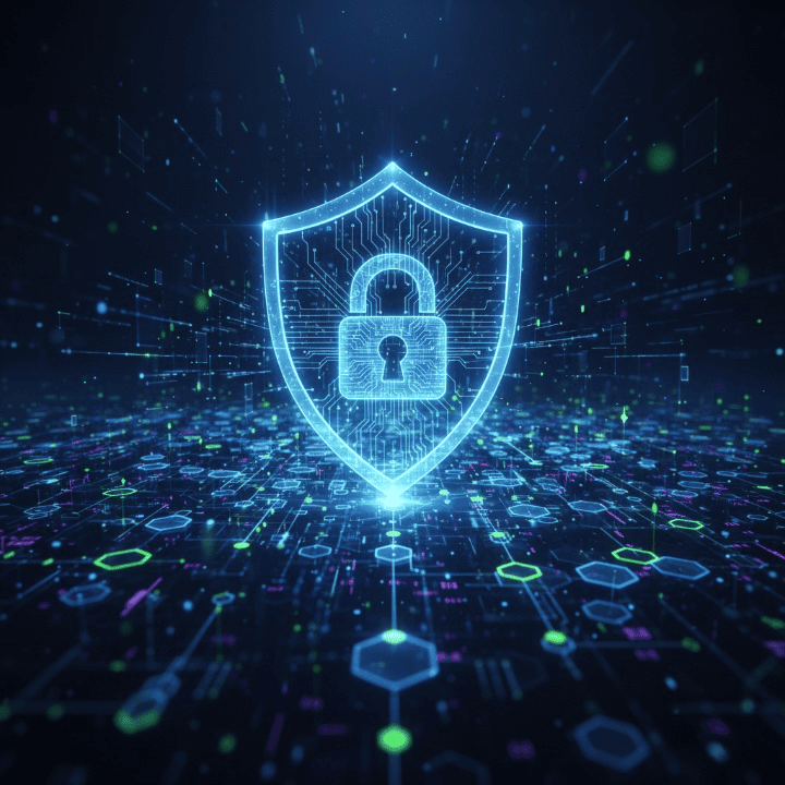 Abstract representation of Zero-Knowledge Proofs enhancing privacy and scalability on a blockchain network.